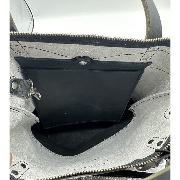 Home Tree Handcrafted Mini Rey Leather Crossbody Bag Tote Colorblock Fringe - Picture 6 of 8